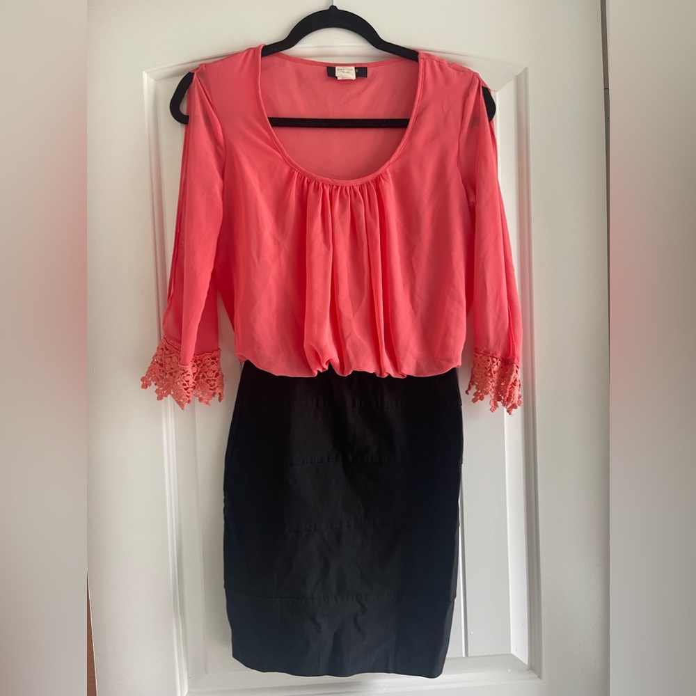 B Darlin 5/6 Pink/Black Dress Waist Fitted